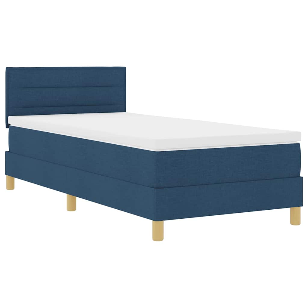 LED Box Spring Krevet s LED trakama Plava 90 x 200 cm tkanina
