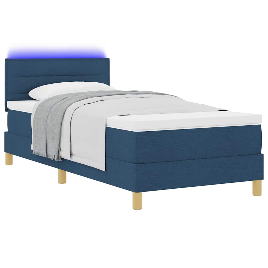 LED Box Spring Krevet s LED trakama Plava 90 x 200 cm tkanina