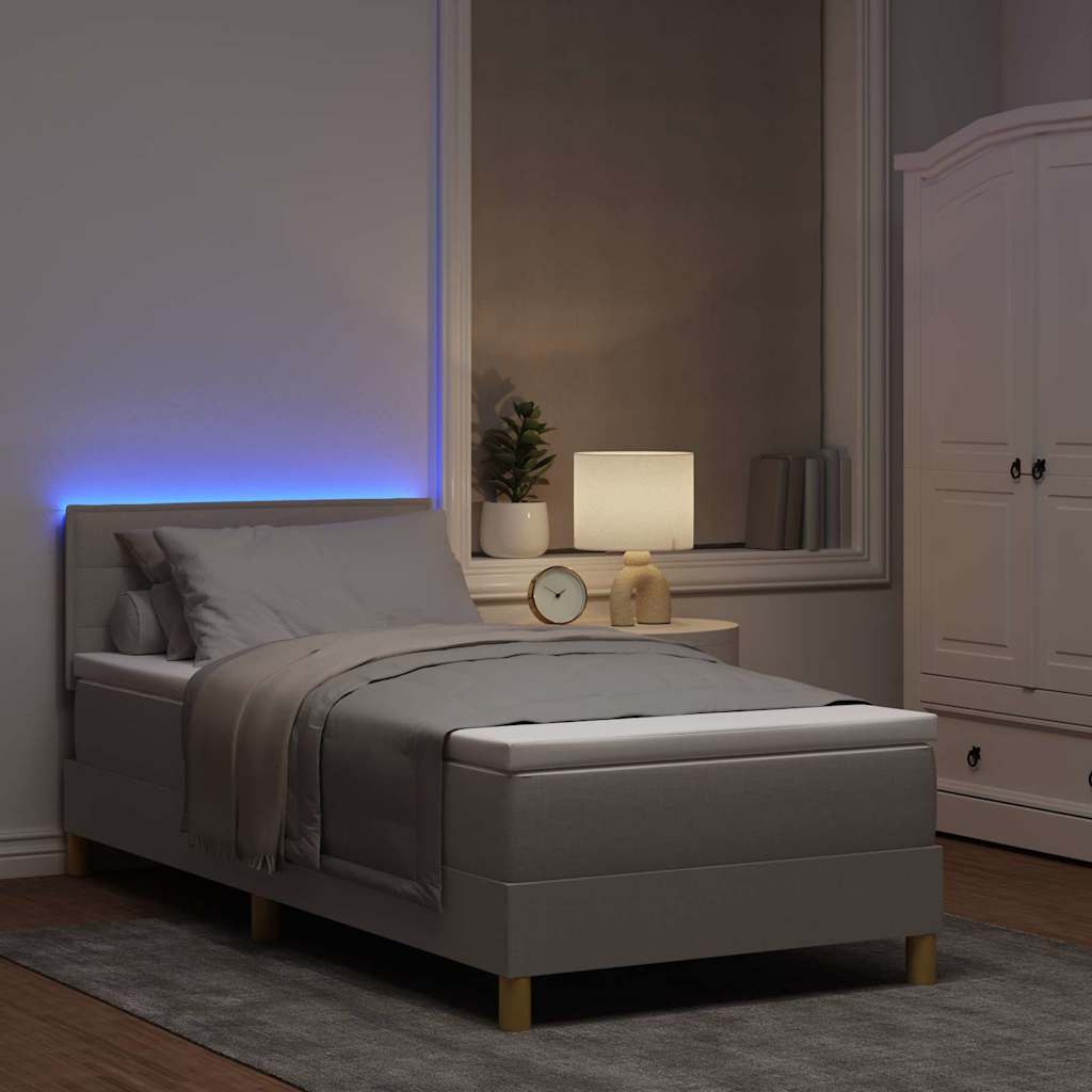 LED Box Spring Krevet Sivo-smeđa 100 x 200 cm tkanina