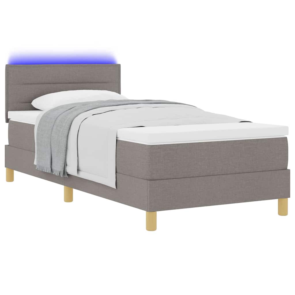 LED Box Spring Krevet Sivo-smeđa 100 x 200 cm tkanina
