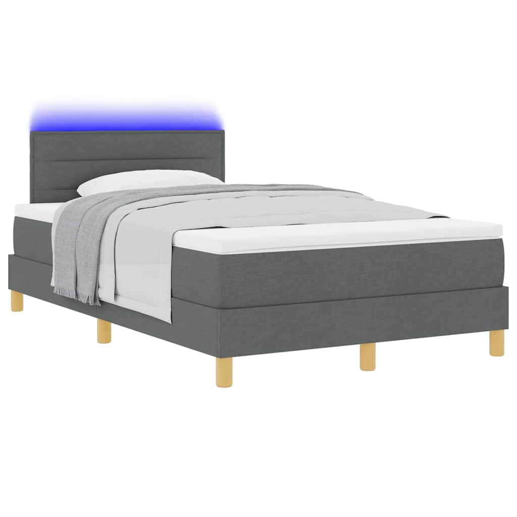 LED Box Spring Krevet Tamno siva 120 x 190 cm tkanina