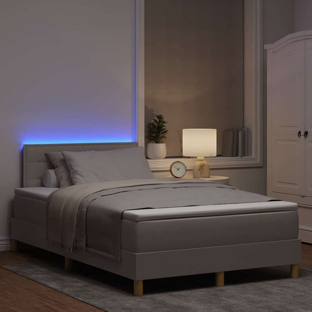 LED Box Spring Krevet Sivo-smeđa 120 x 190 cm tkanina