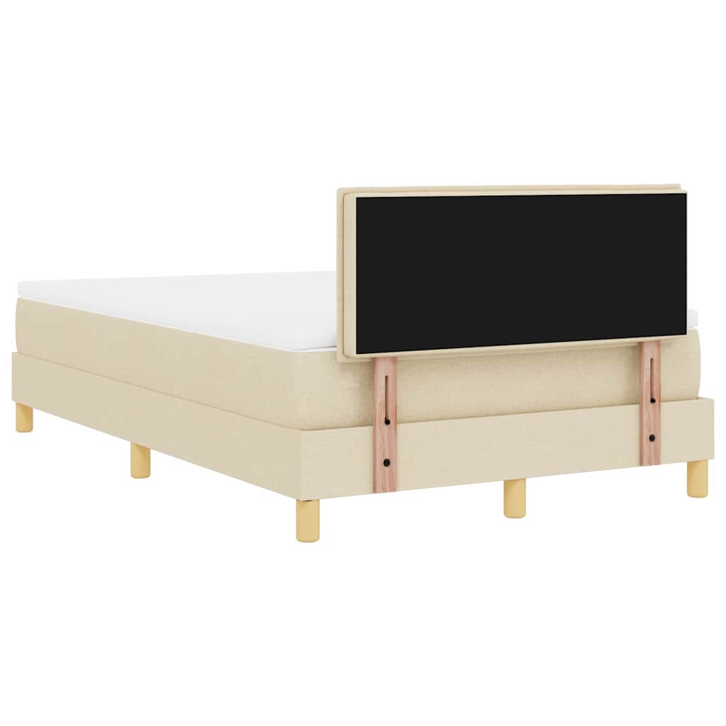 LED Box Spring Krevet s LED trakama Krema 120 x 190 cm tkanina