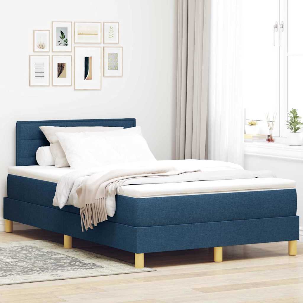 LED Box Spring Krevet s LED trakama Plava 120 x 190 cm tkanina