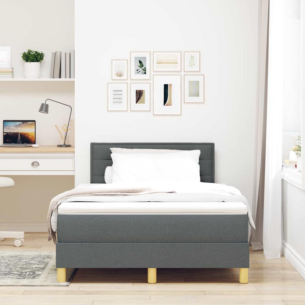 LED Box Spring Krevet Tamno siva 120 x 200 cm tkanina