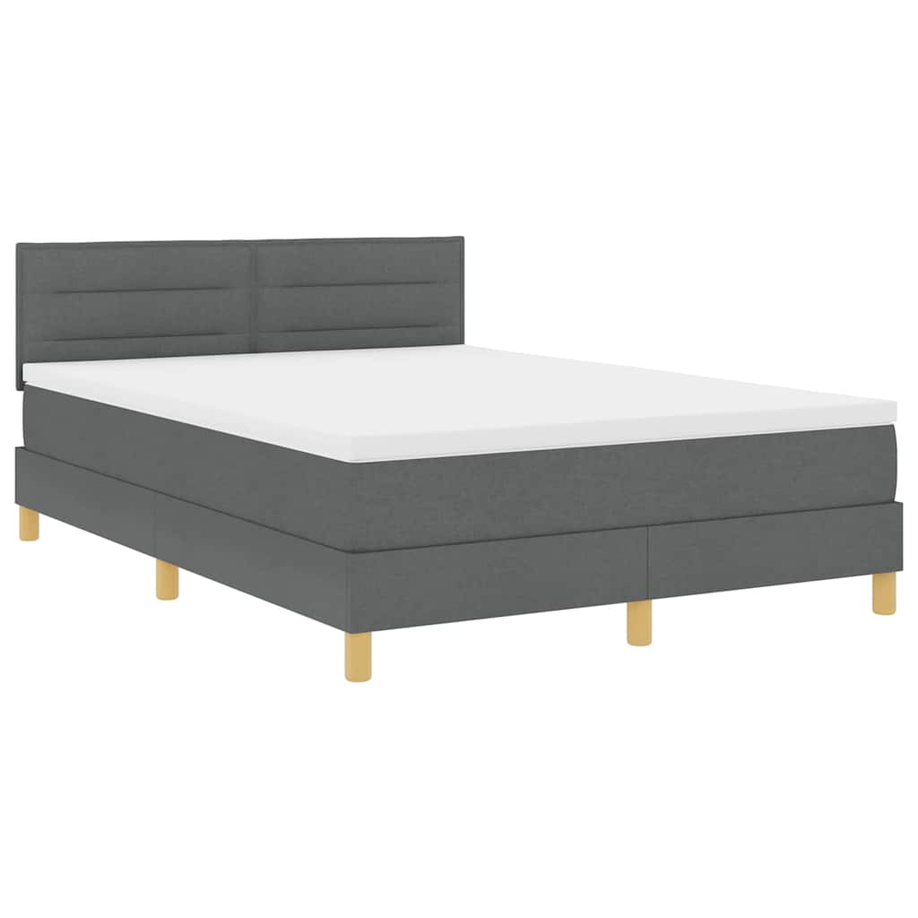 LED Box Spring Krevet Tamno siva 140 x 190 cm tkanina