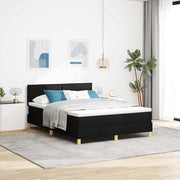 LED Box Spring Krevet s LED trakama Crna 140 x 190 cm tkanina