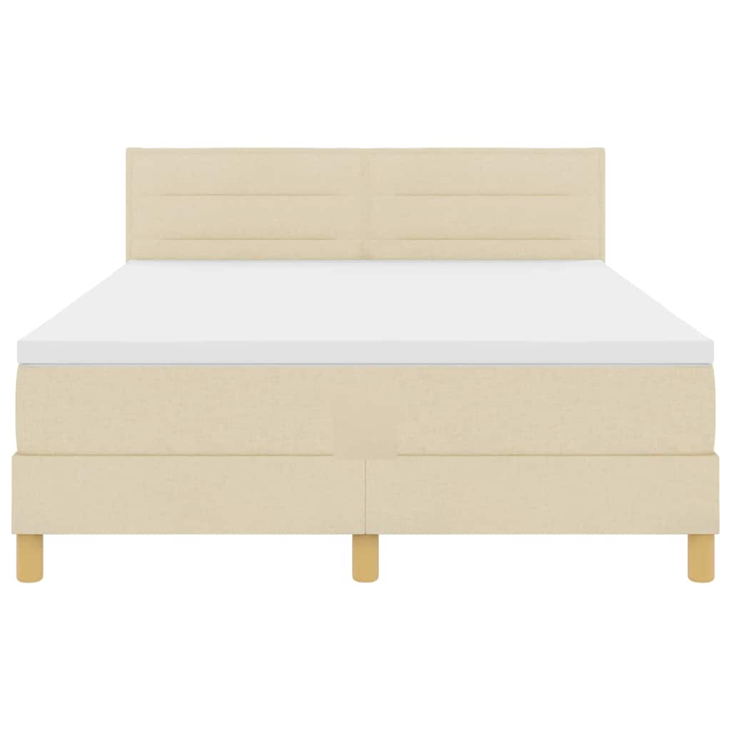 LED Box Spring Krevet s LED trakama Krema 140 x 190 cm tkanina