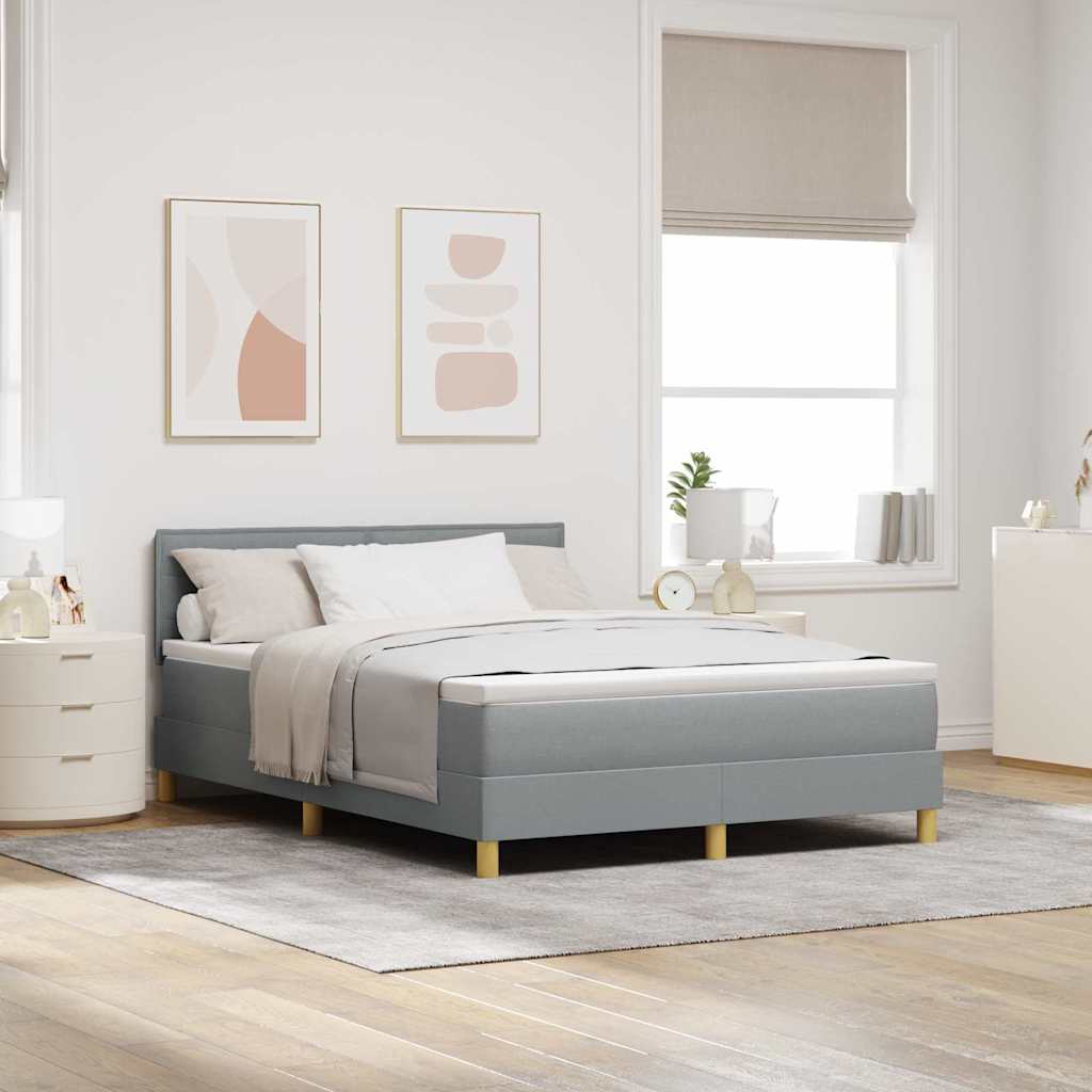 LED Box Spring Krevet Svijetlo siva 140 x 200 cm tkanina