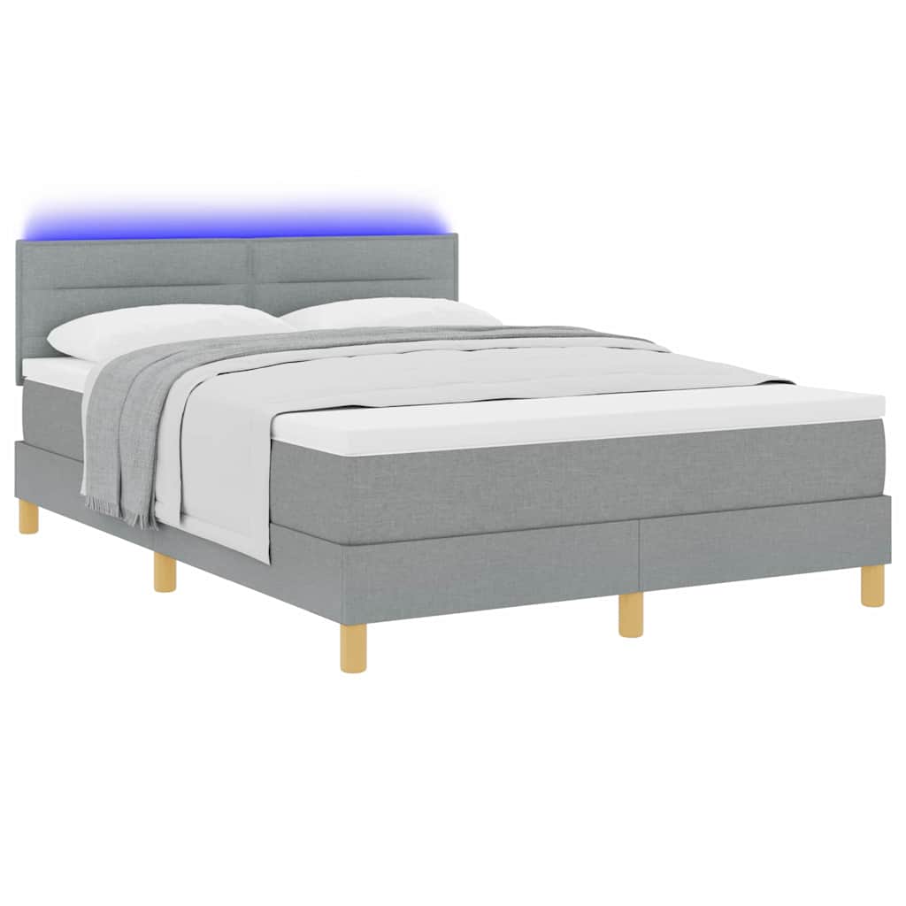 LED Box Spring Krevet Svijetlo siva 140 x 200 cm tkanina