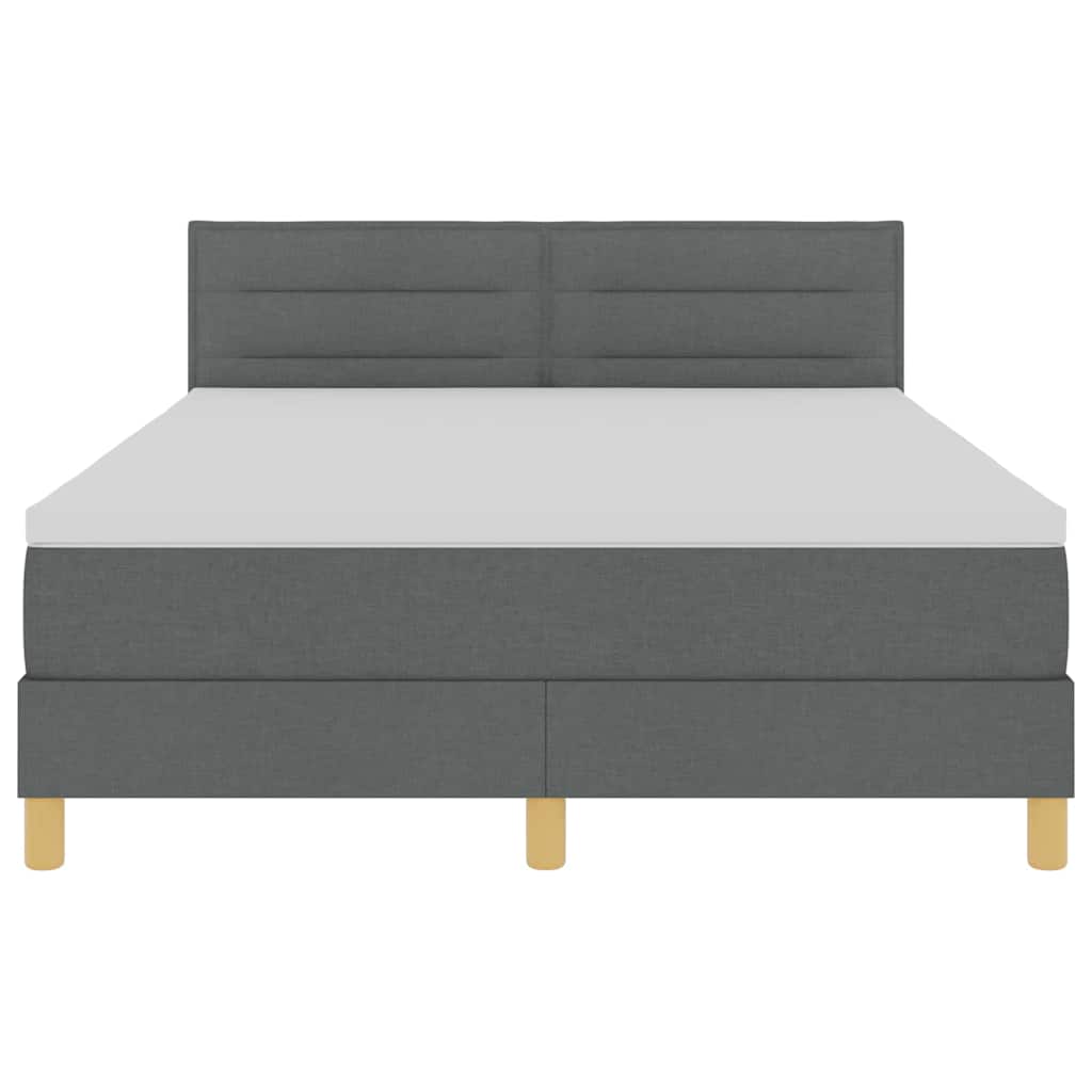 LED Box Spring Krevet Tamno siva 140 x 200 cm tkanina