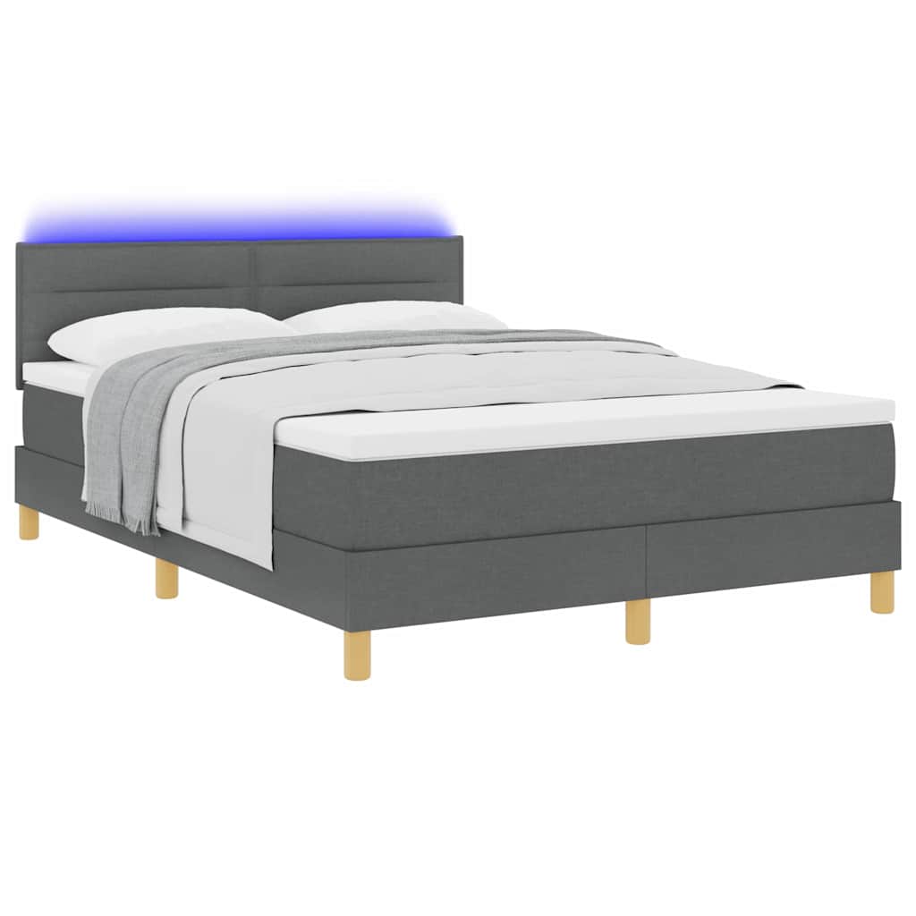 LED Box Spring Krevet Tamno siva 140 x 200 cm tkanina