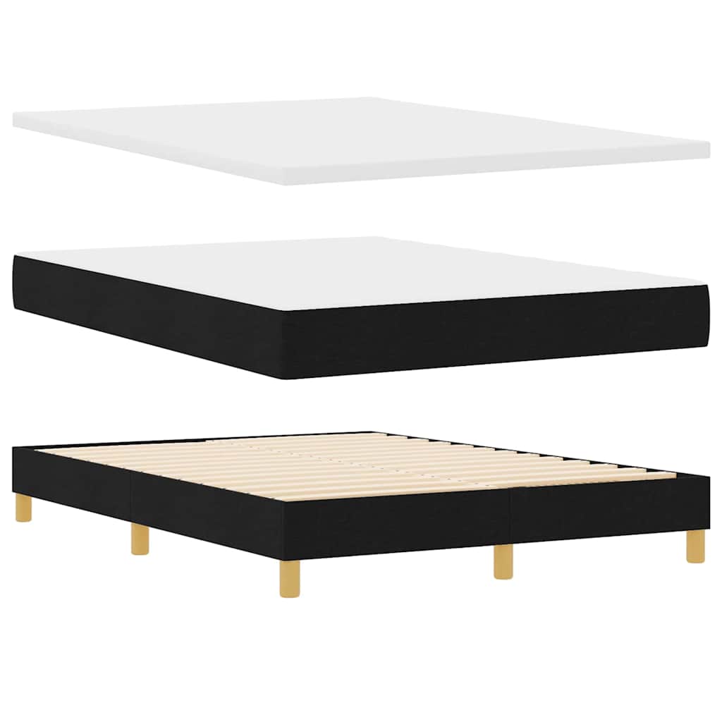 LED Box Spring Krevet s LED trakama Crna 140 x 200 cm tkanina