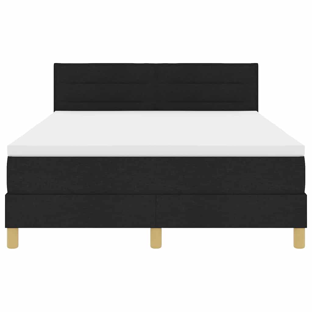 LED Box Spring Krevet s LED trakama Crna 140 x 200 cm tkanina