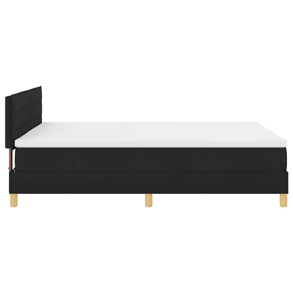 LED Box Spring Krevet s LED trakama Crna 140 x 200 cm tkanina