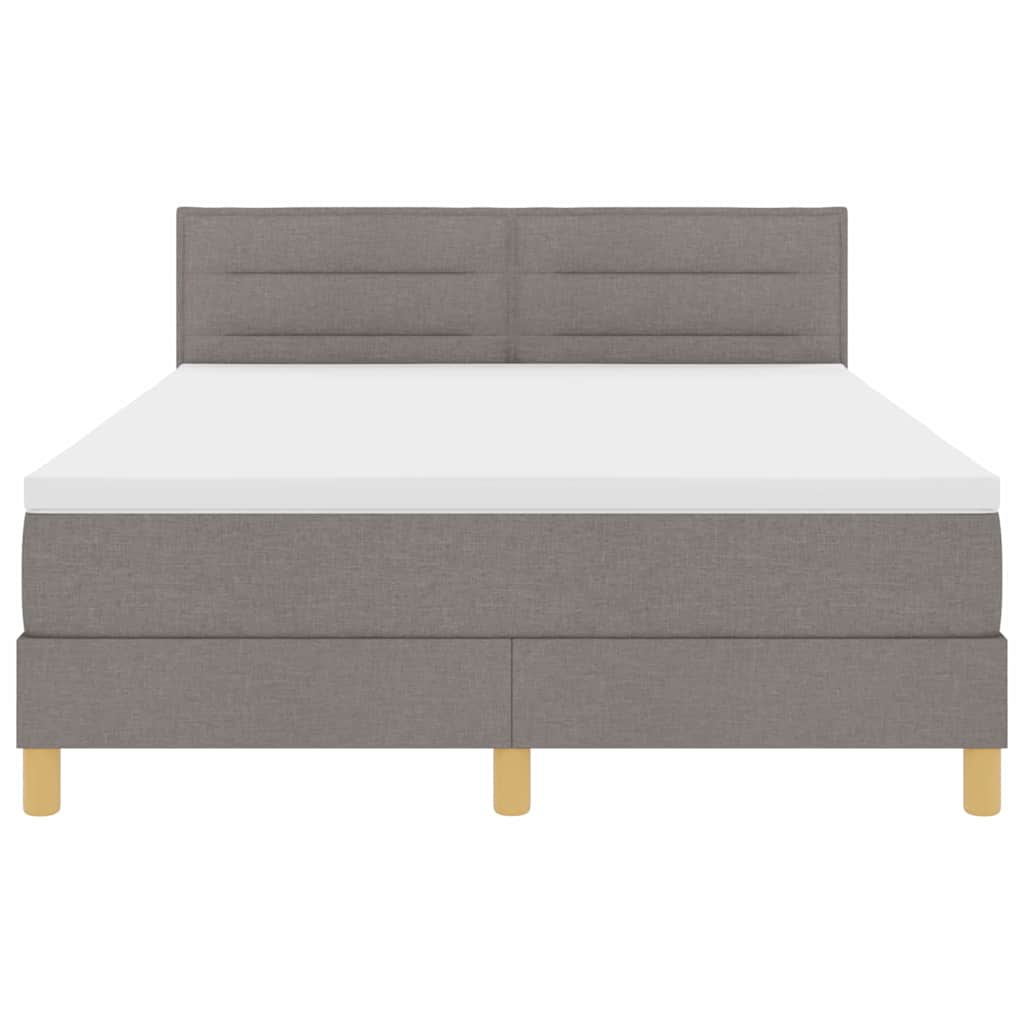 LED Box Spring Krevet Sivo-smeđa 140 x 200 cm tkanina
