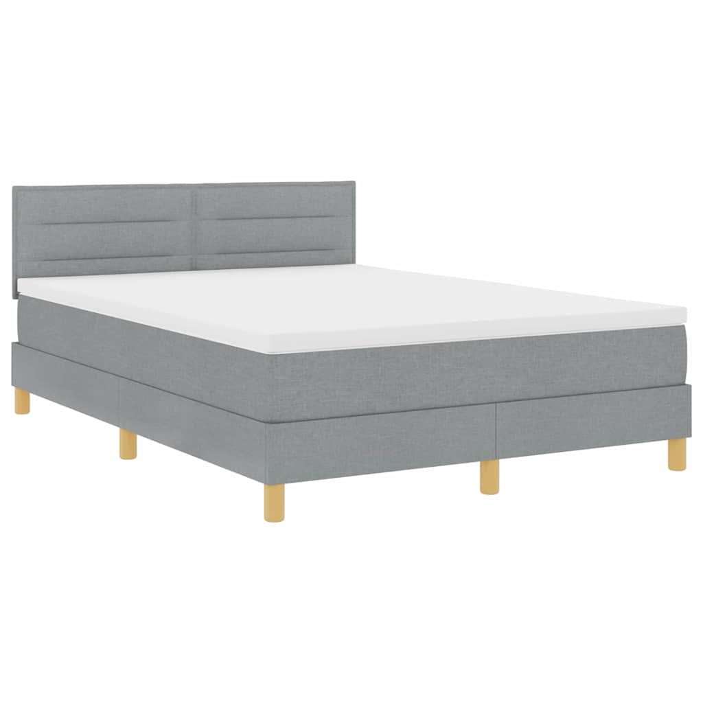 LED Box Spring Krevet Svijetlo siva 160 x 200 cm tkanina