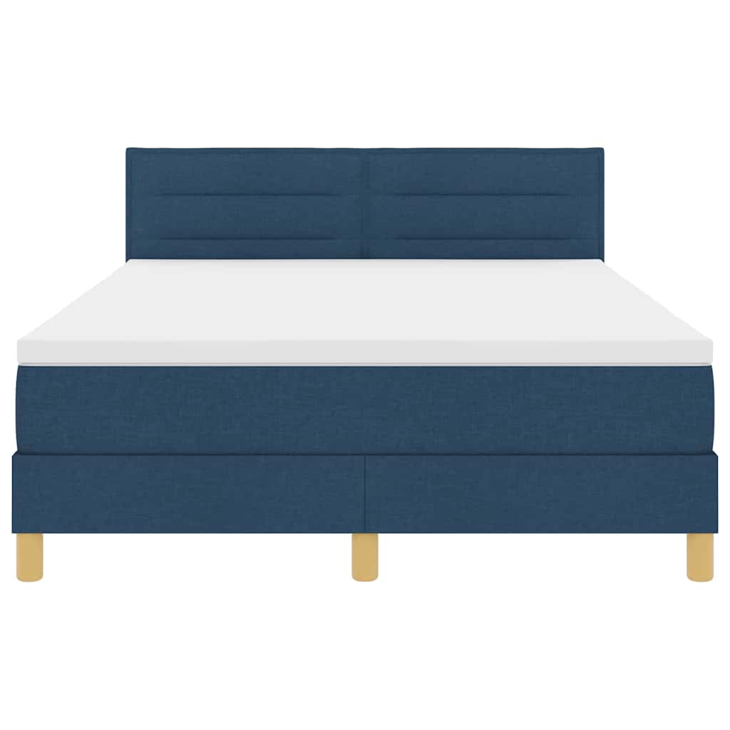 LED Box Spring Krevet s LED trakama Plava 160 x 200 cm tkanina