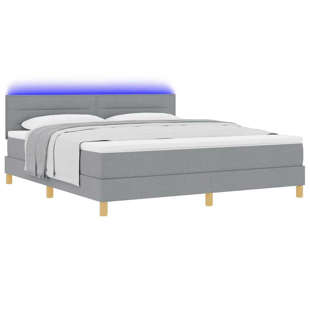 LED Box Spring Krevet Svijetlo siva 180 x 200 cm tkanina