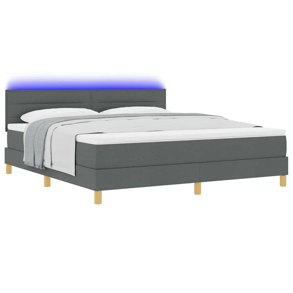 LED Box Spring Krevet Tamno siva 180 x 200 cm tkanina