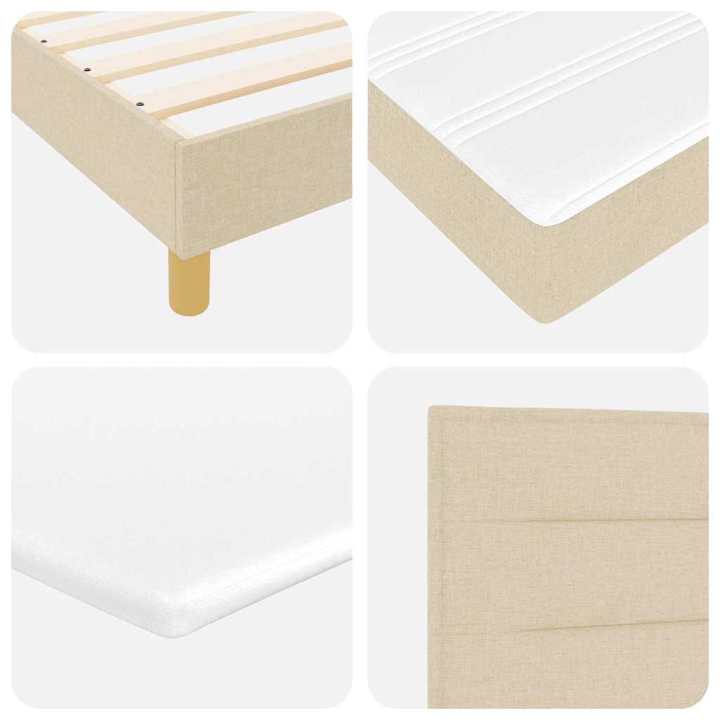 LED Box Spring Krevet s LED trakama Krema 180 x 200 cm tkanina