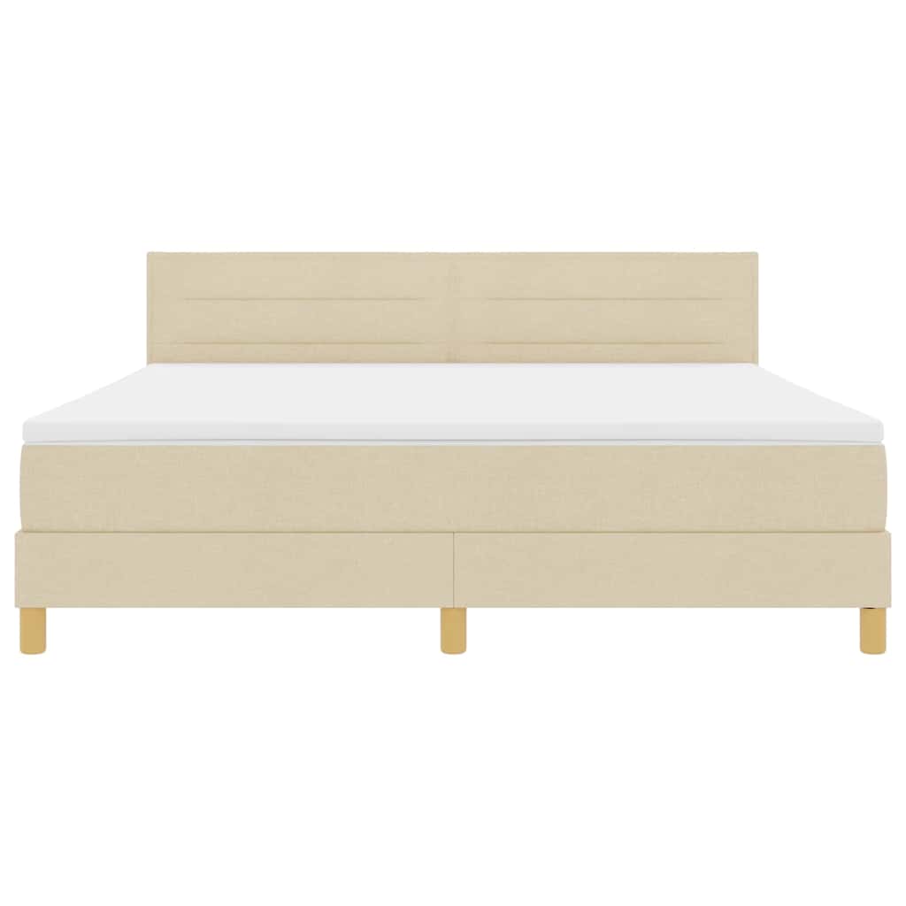 LED Box Spring Krevet s LED trakama Krema 180 x 200 cm tkanina