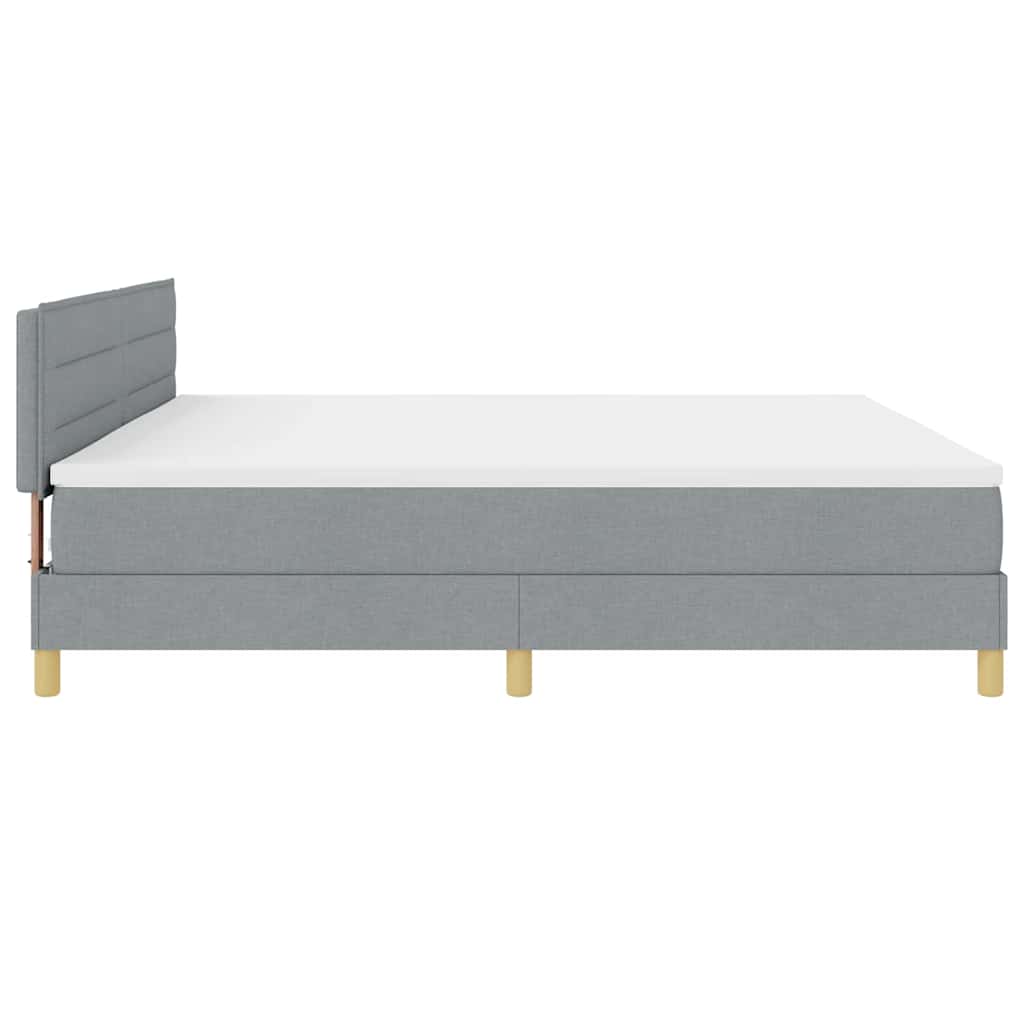 LED Box Spring Krevet Svijetlo siva 200 x 200 cm tkanina