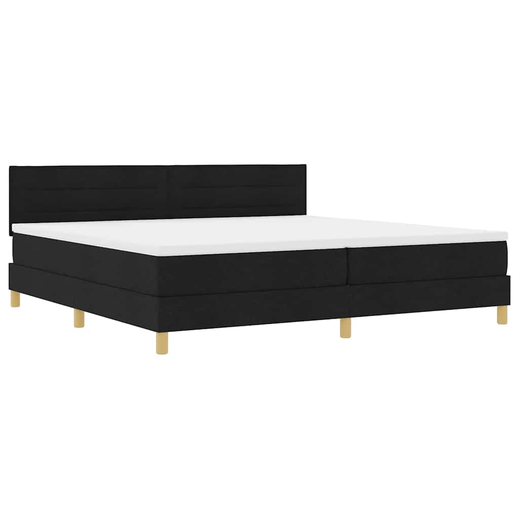 LED Box Spring Krevet s LED trakama Crna 200 x 200 cm tkanina