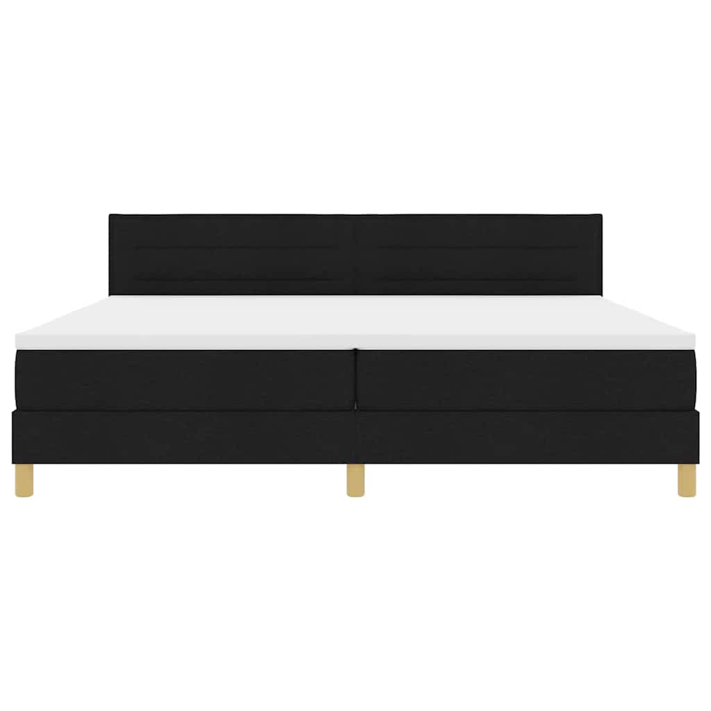 LED Box Spring Krevet s LED trakama Crna 200 x 200 cm tkanina