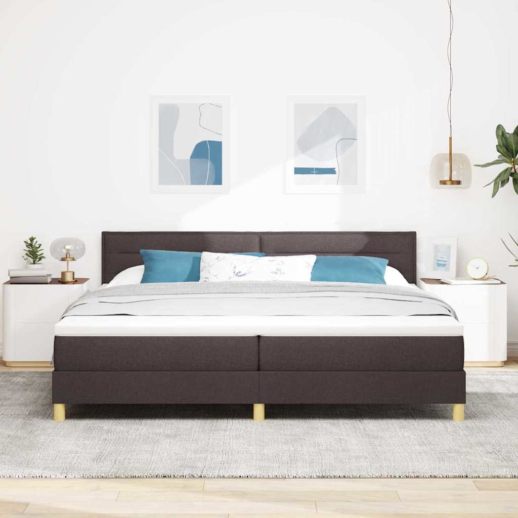 LED Box Spring Krevet Tamno smeđa 200 x 200 cm tkanina