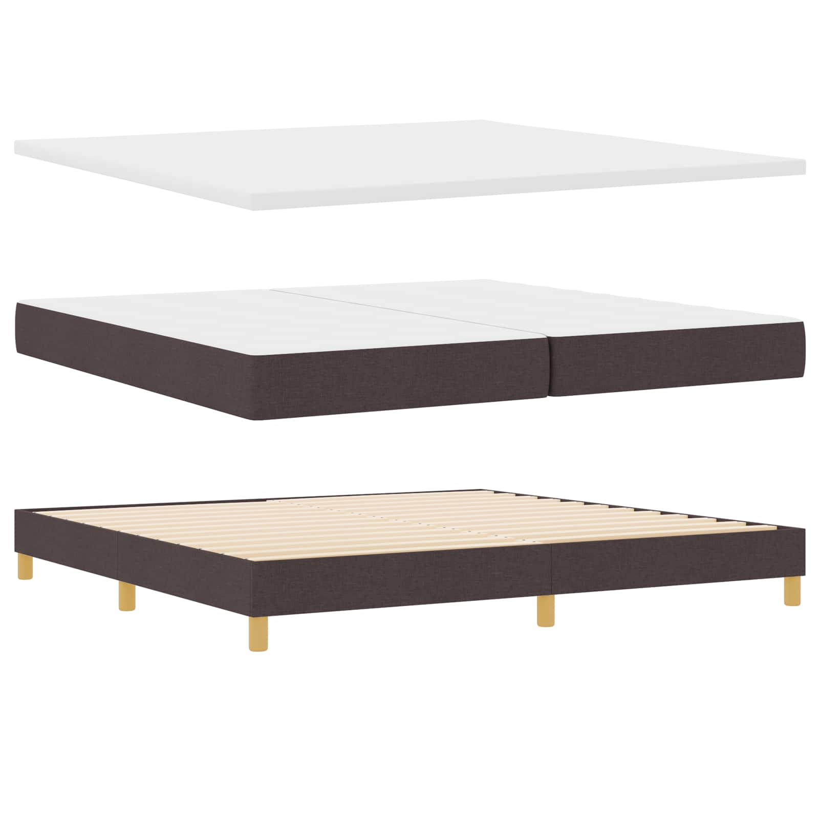 LED Box Spring Krevet Tamno smeđa 200 x 200 cm tkanina