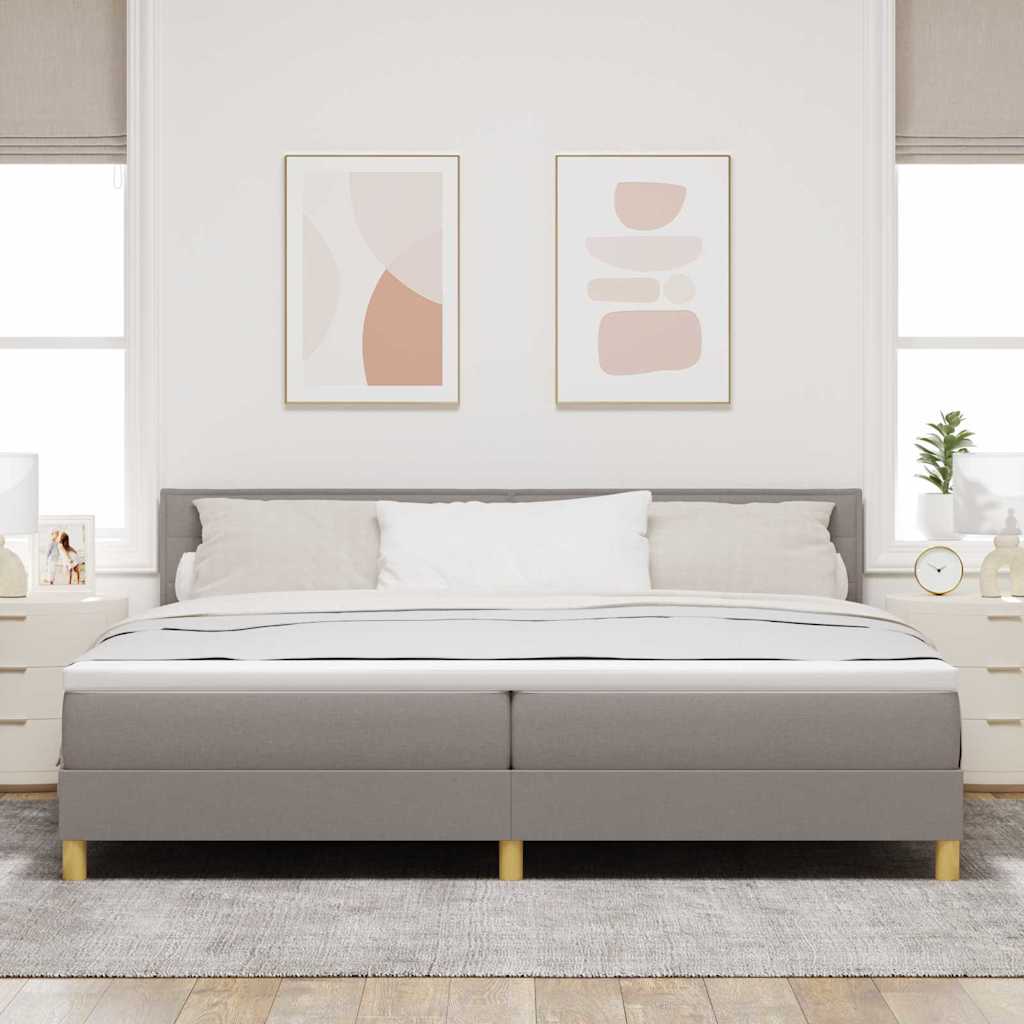 LED Box Spring Krevet Sivo-smeđa 200 x 200 cm tkanina