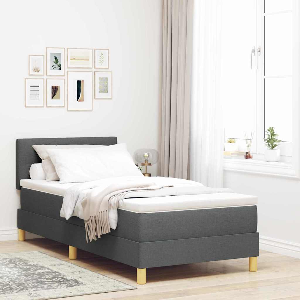 LED Box Spring Krevet Tamno siva 80 x 200 cm tkanina