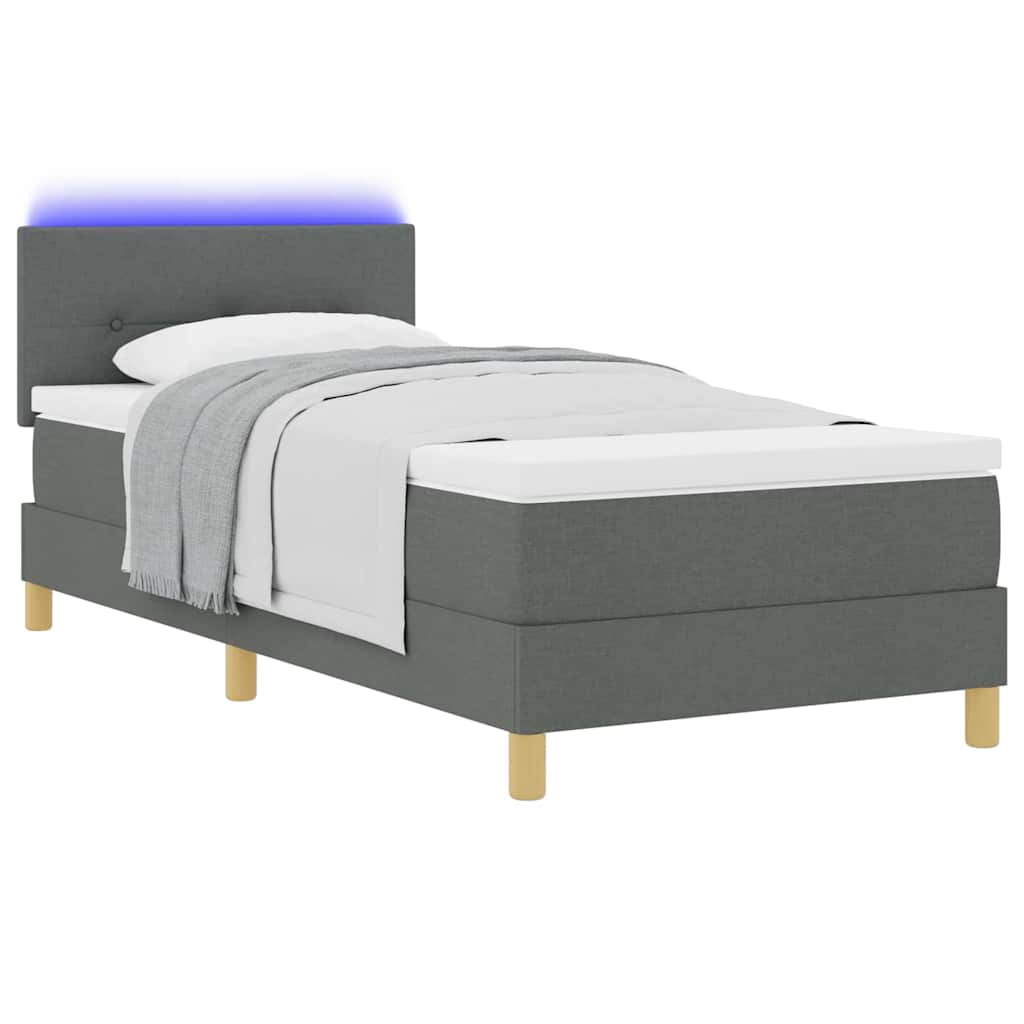LED Box Spring Krevet Tamno siva 80 x 200 cm tkanina