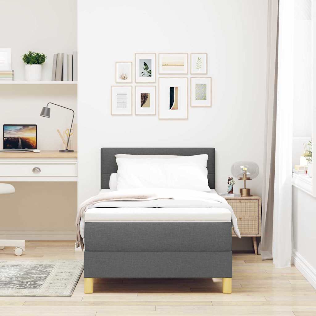 LED Box Spring Krevet Tamno siva 90 x 190 cm tkanina