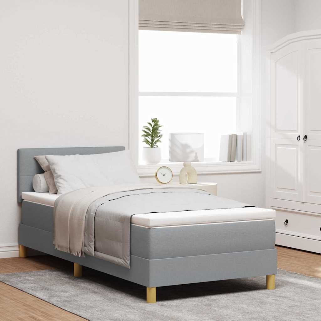 LED Box Spring Krevet Svijetlo siva 100 x 200 cm tkanina