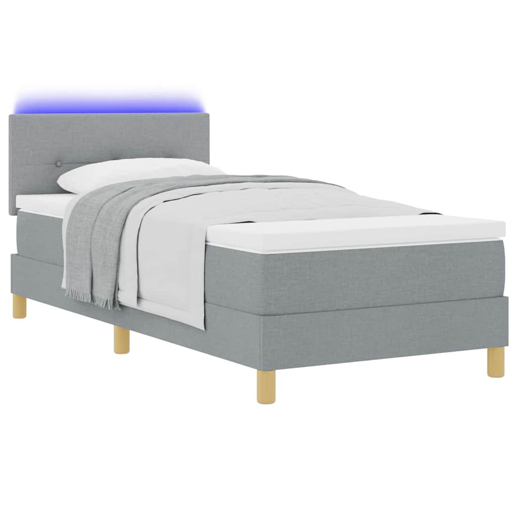 LED Box Spring Krevet Svijetlo siva 100 x 200 cm tkanina