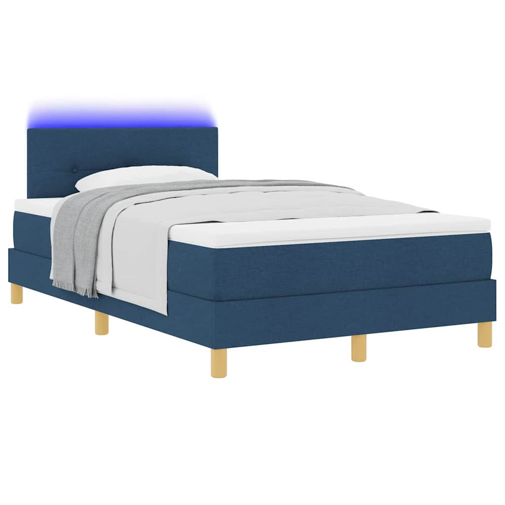 LED Box Spring Krevet s LED trakama Plava 120 x 190 cm tkanina