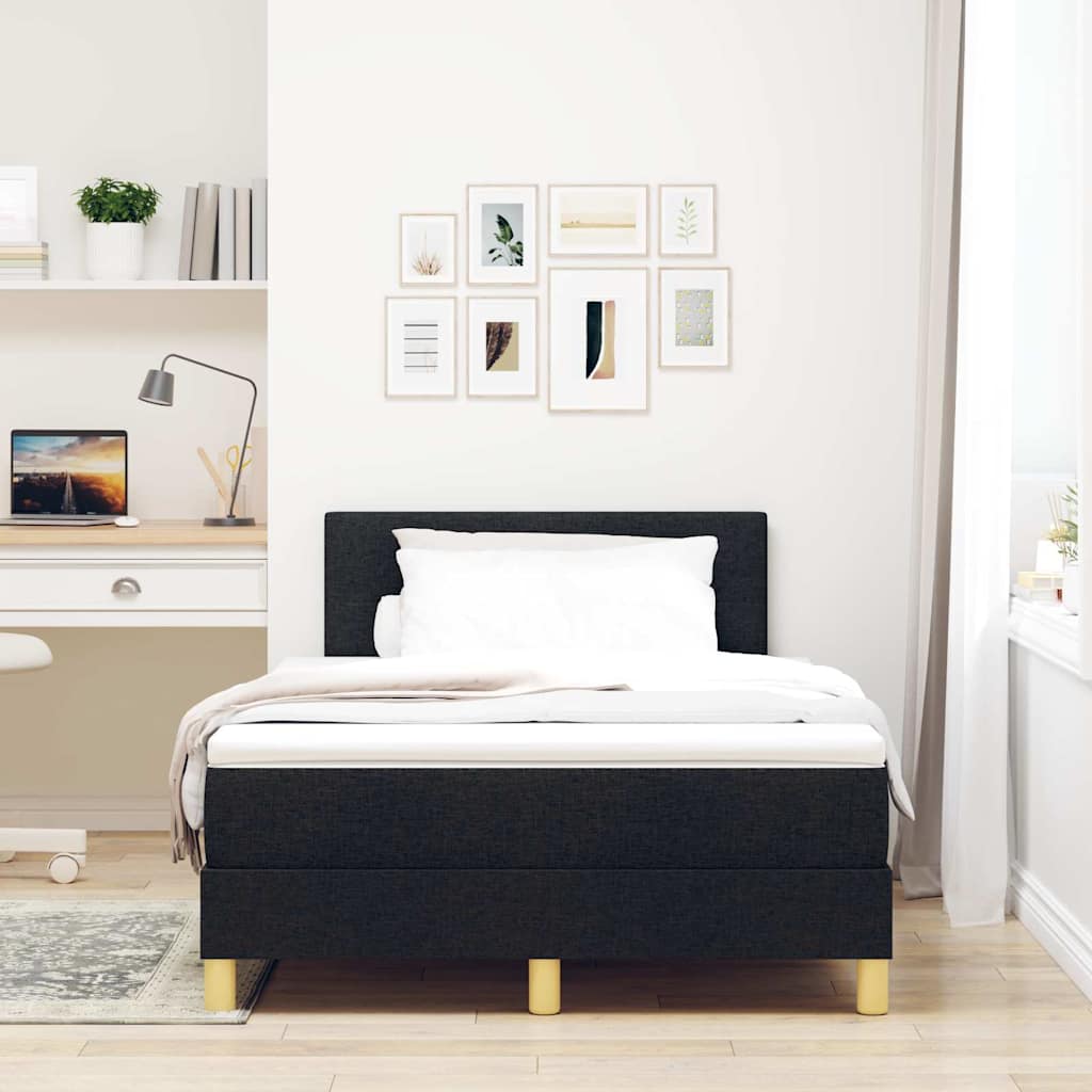 LED Box Spring Krevet s LED trakama Crna 120 x 200 cm tkanina