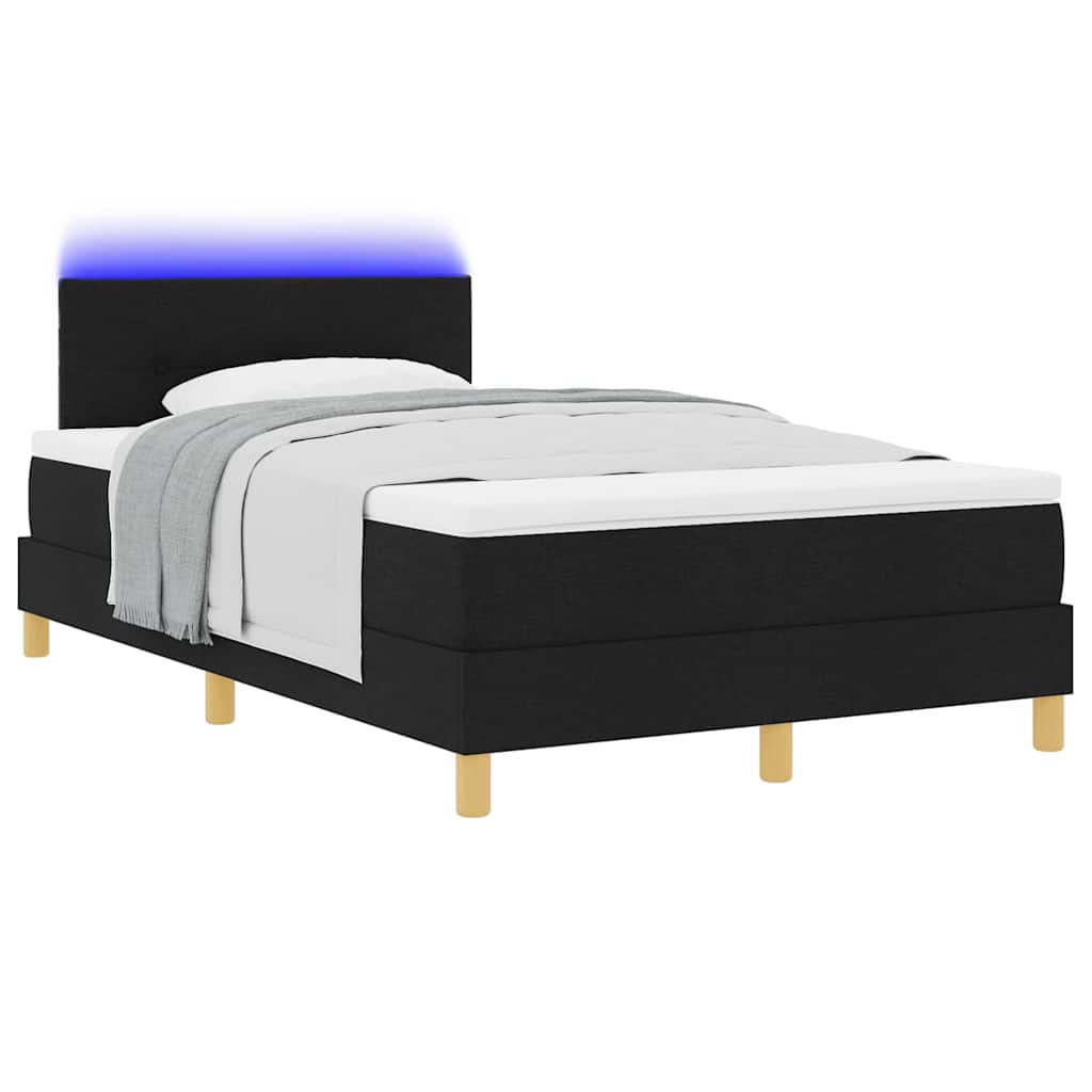 LED Box Spring Krevet s LED trakama Crna 120 x 200 cm tkanina
