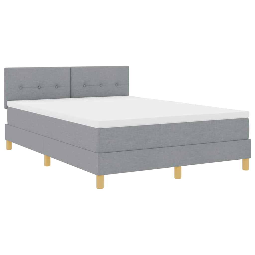 LED Box Spring Krevet Svijetlo siva 140 x 190 cm tkanina