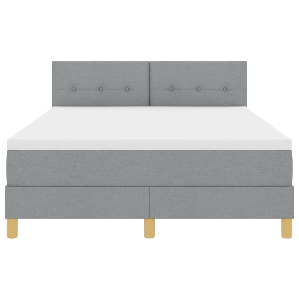 LED Box Spring Krevet Svijetlo siva 140 x 190 cm tkanina