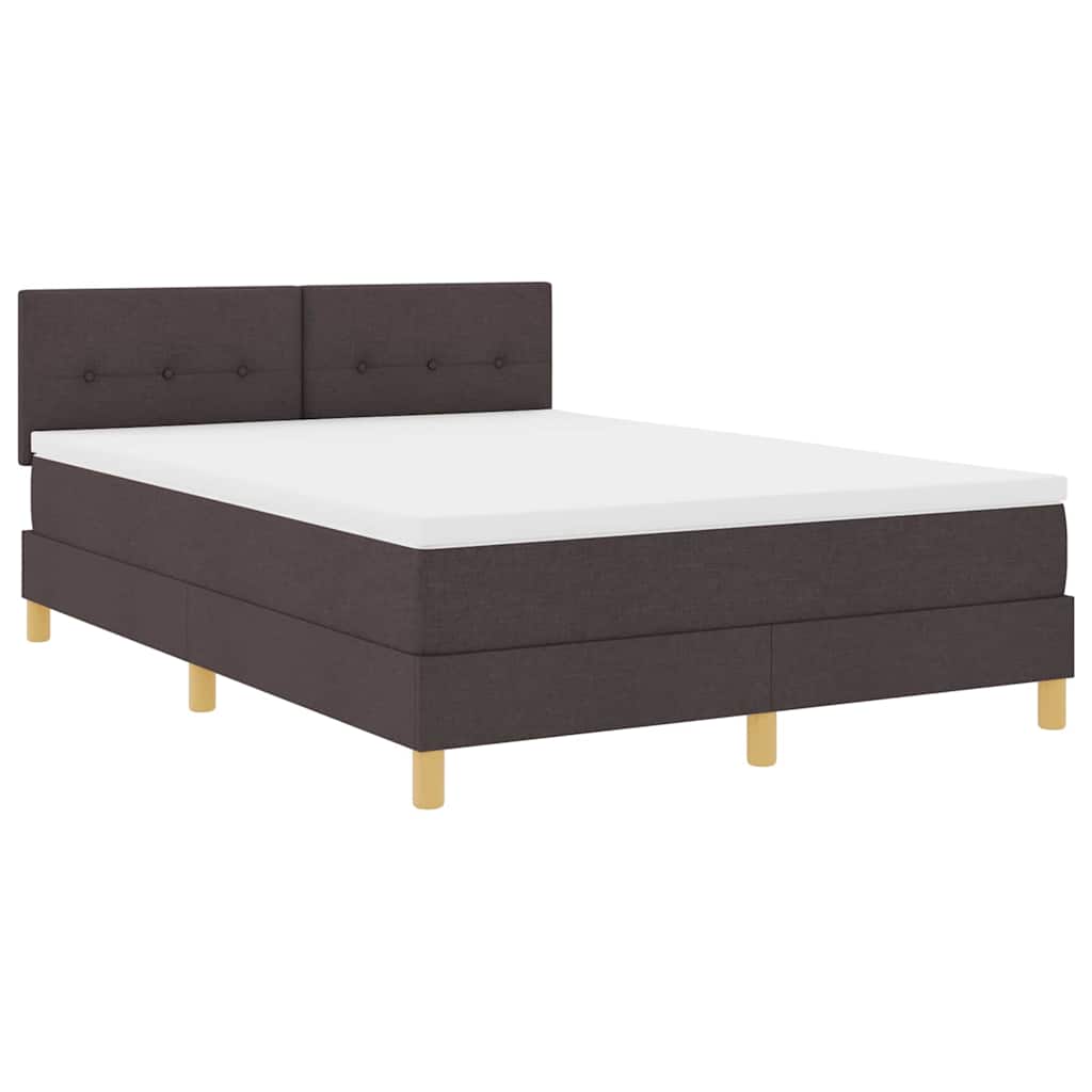 LED Box Spring Krevet Tamno smeđa 140 x 190 cm tkanina