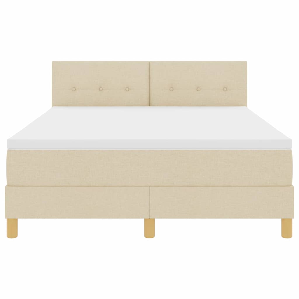 LED Box Spring Krevet s LED trakama Krema 140 x 190 cm tkanina