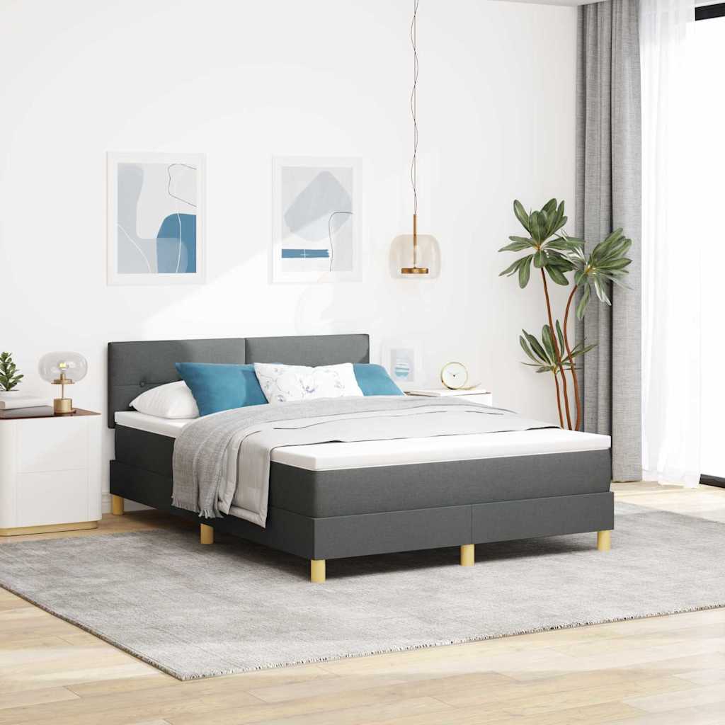 LED Box Spring Krevet Tamno siva 140 x 200 cm tkanina