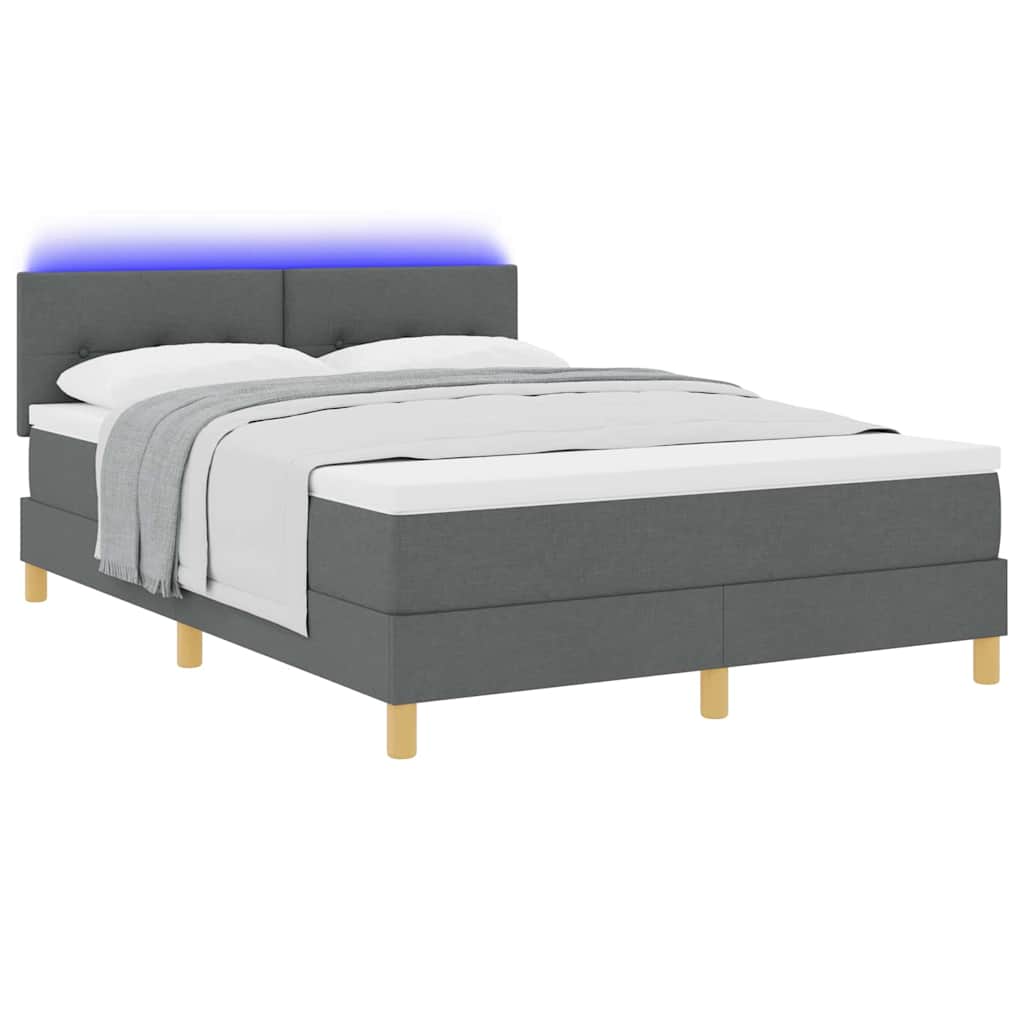 LED Box Spring Krevet Tamno siva 140 x 200 cm tkanina