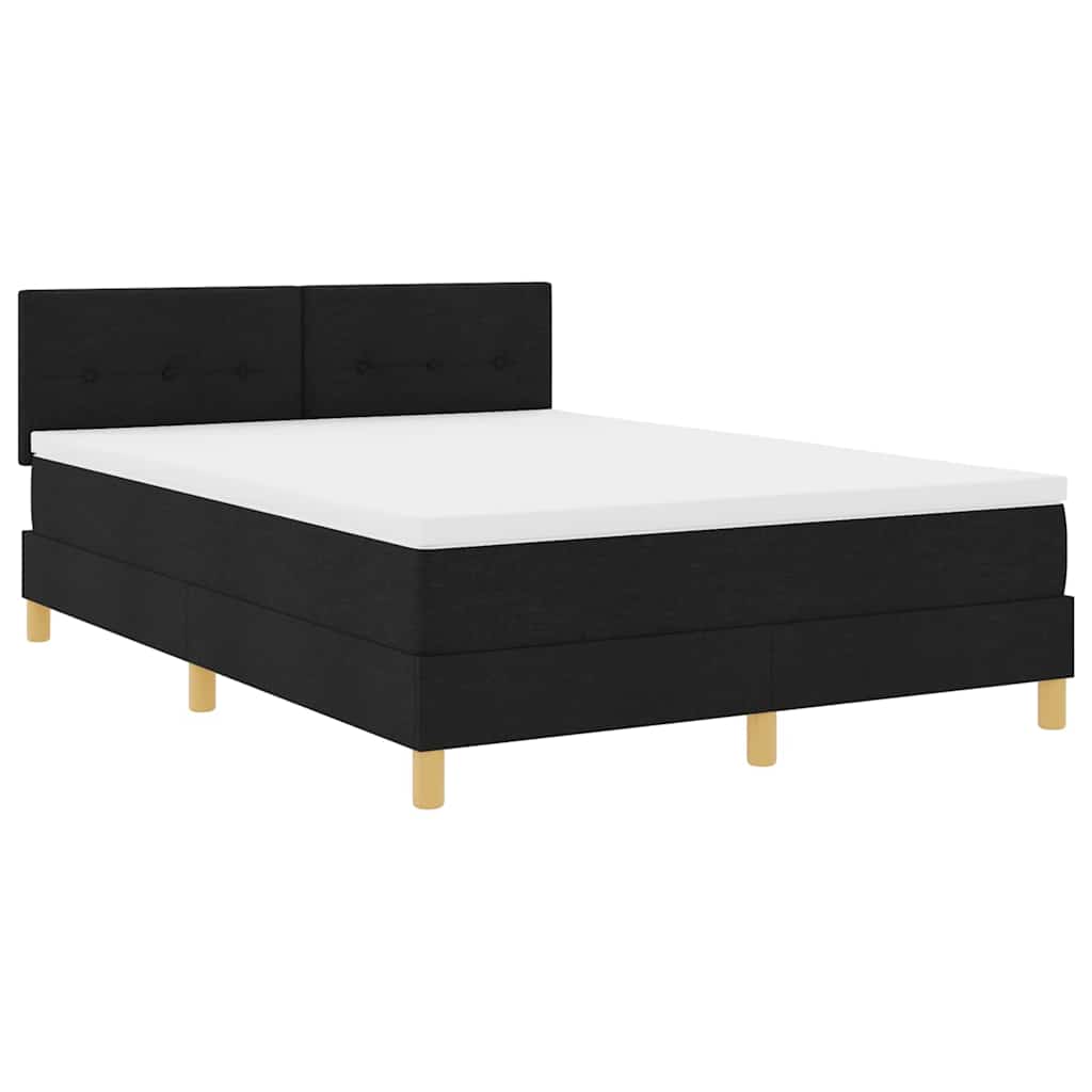 LED Box Spring Krevet s LED trakama Crna 140 x 200 cm tkanina