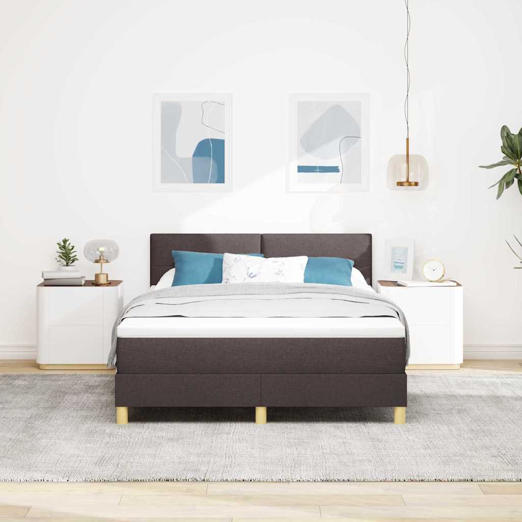 LED Box Spring Krevet Tamno smeđa 140 x 200 cm tkanina