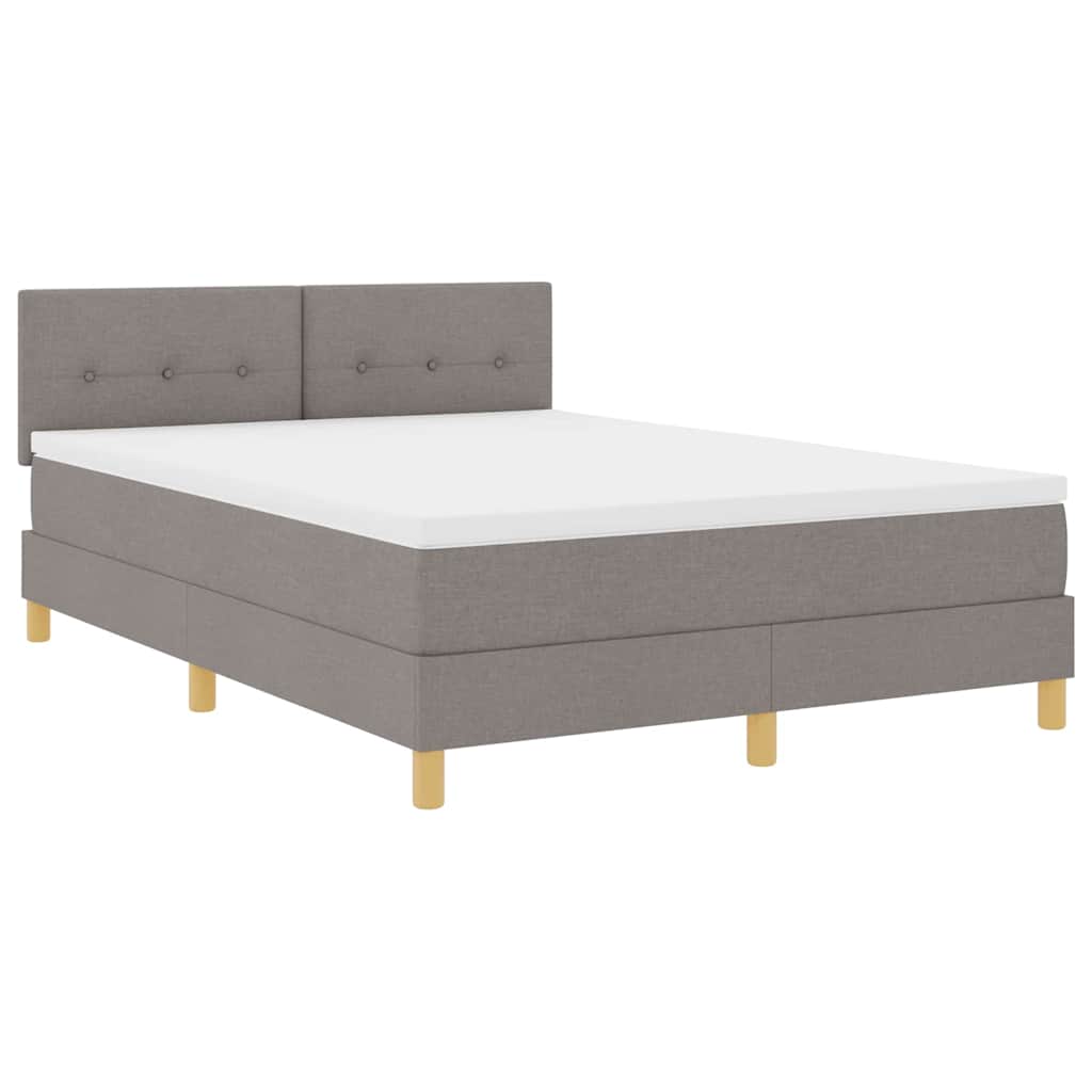 LED Box Spring Krevet Sivo-smeđa 140 x 200 cm tkanina