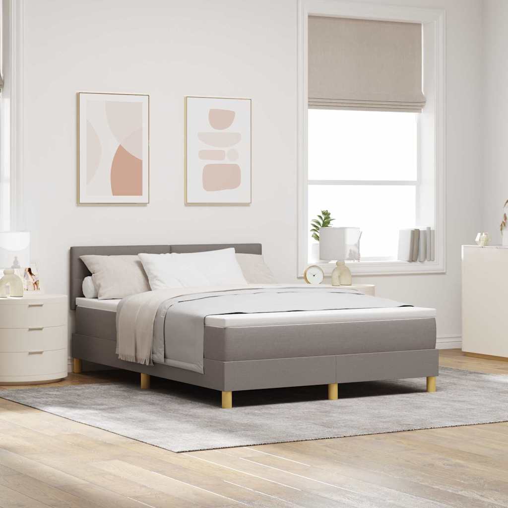 LED Box Spring Krevet Sivo-smeđa 160 x 200 cm tkanina